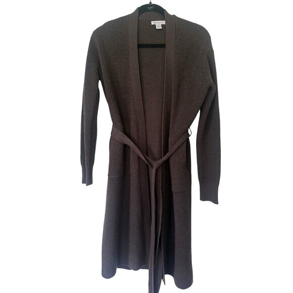 ATHLETA | Scenic Wrap Long Cardigan Sweater Wool Walnut Brown Quiet Luxury Sz S - Picture 5 of 9